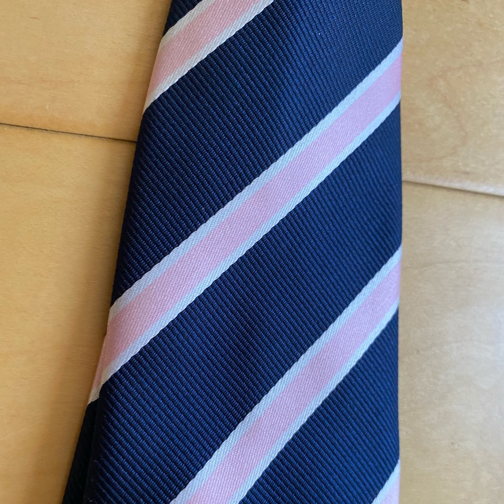 Gymboree Navy and Pink Striped Tie with Velcro Closure - Picture 2 of 7